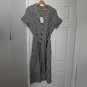 Quince Women's Classic Mini Gingham Dress, Size Large, NWT